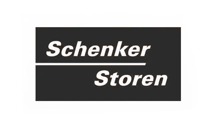 Schenker Storen Logo in Schwarz‑Weiß – Markenzeichen des Schweizer Unternehmens für Sonnen‑, Wetter‑ und Sichtschutzlösungen.