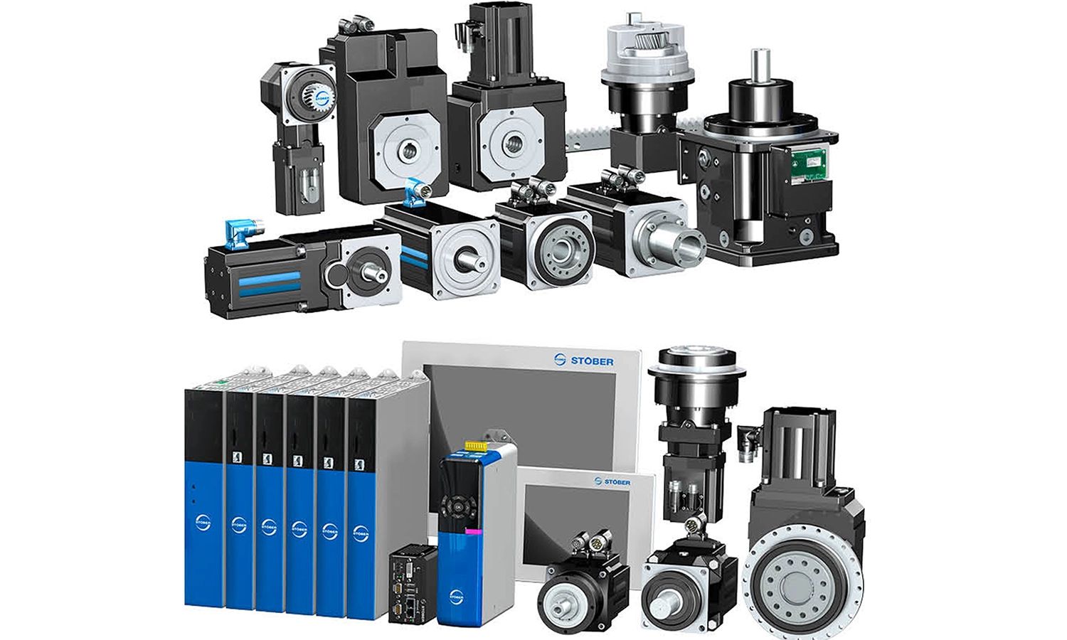 Produktübersicht von Stöber‑Antriebstechnik – Servomotoren, Getriebe und Motion‑Control‑Lösungen für präzise und effiziente industrielle Automatisierungssysteme.