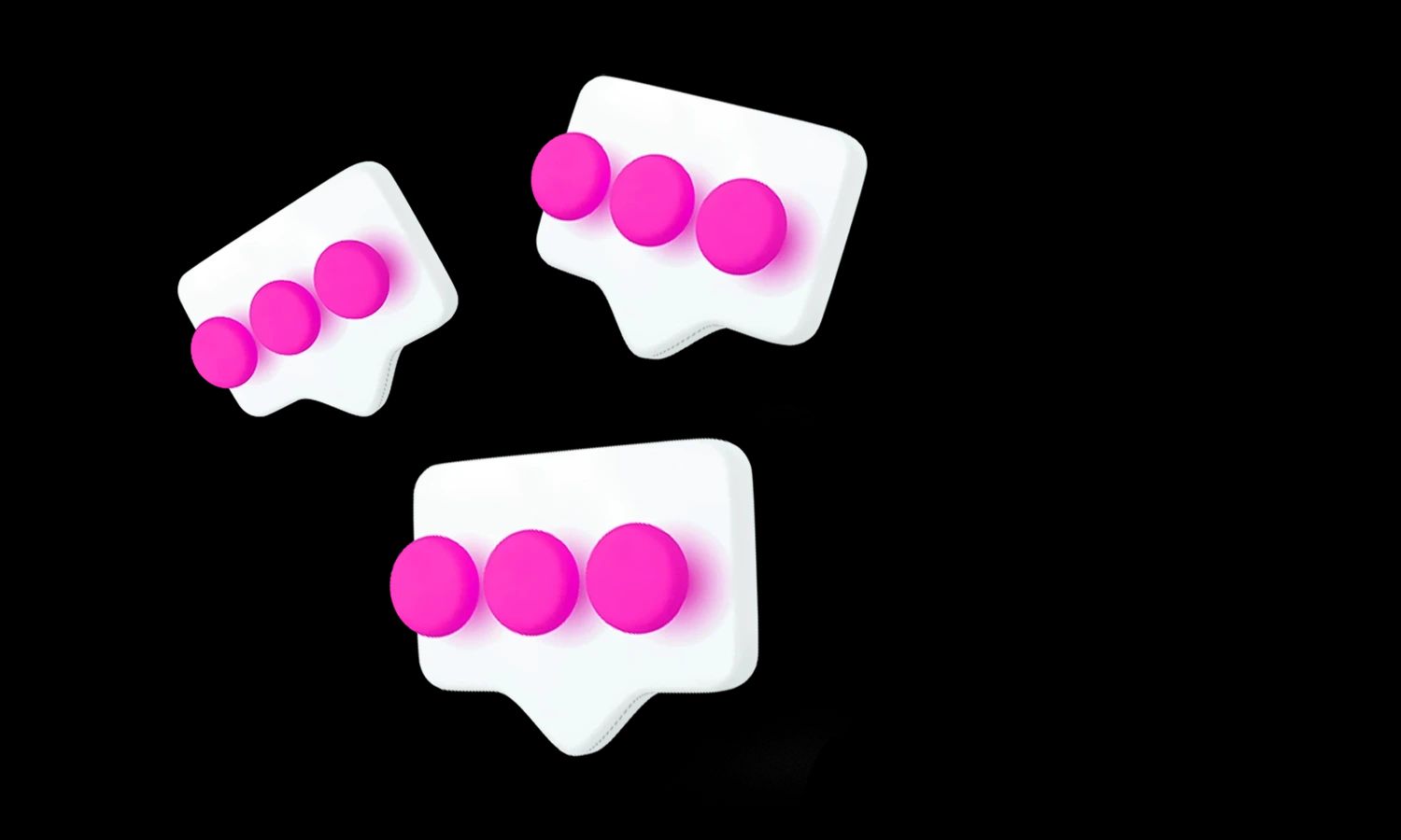 Stilisierte 3D-Darstellung von drei Sprechblasen im Comic-Stil