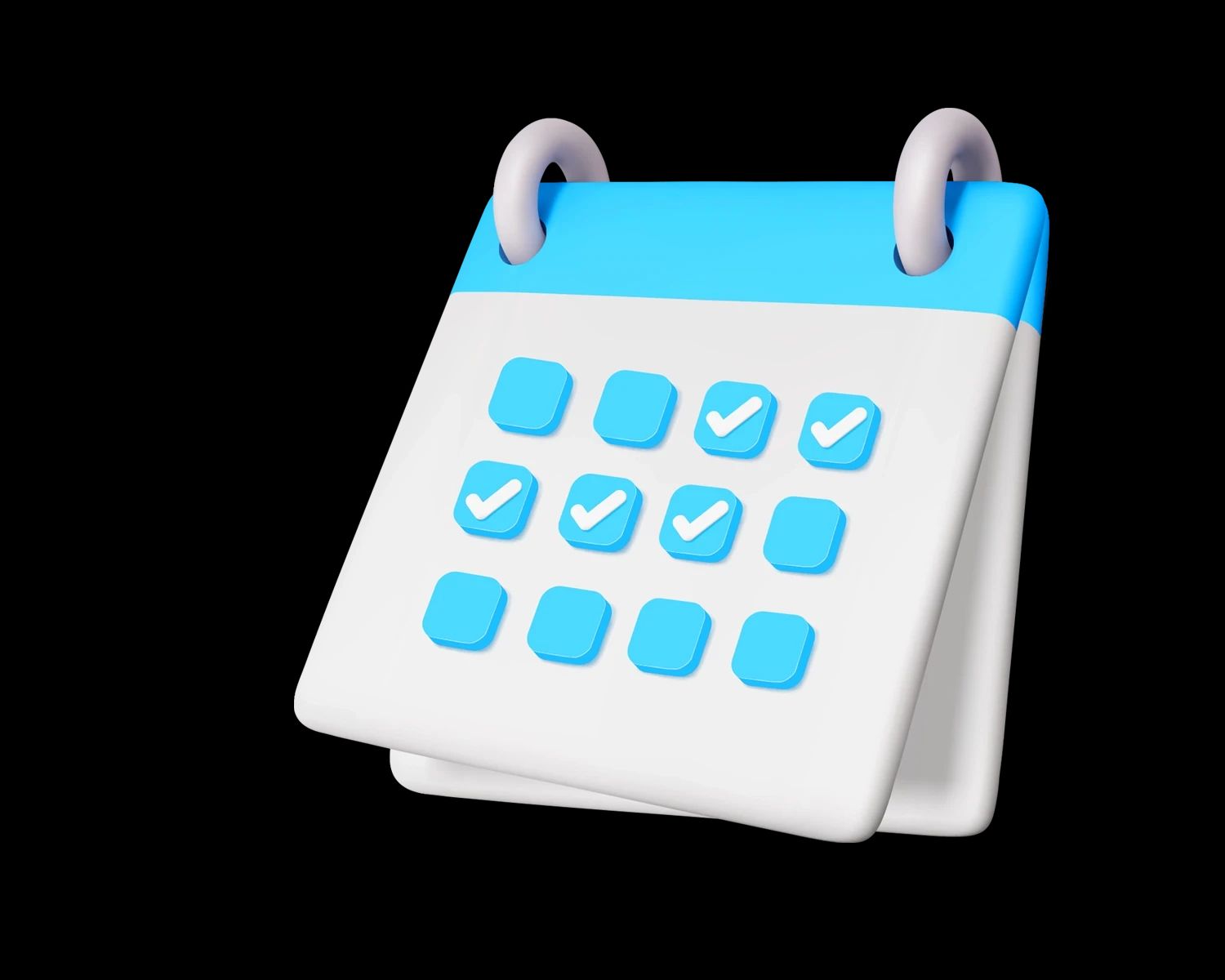 Stilistische 3D-Darstellung eines Terminkalenders im Comic-Stil